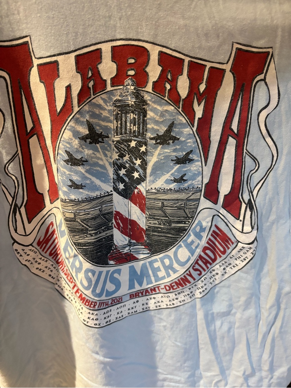 Vintage Alabama Colors Light Blue Short Sleeve Pocket Tee with Red Pocket - Picture 2 of 4